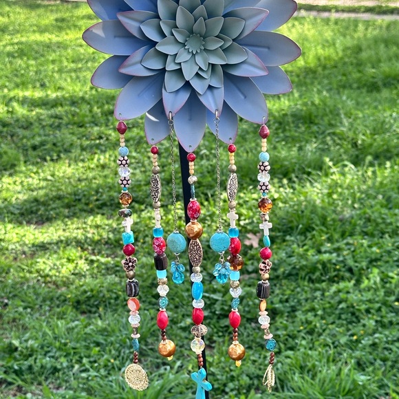 Boho Multicolor Beaded Wind Chime with Turquoise Accents